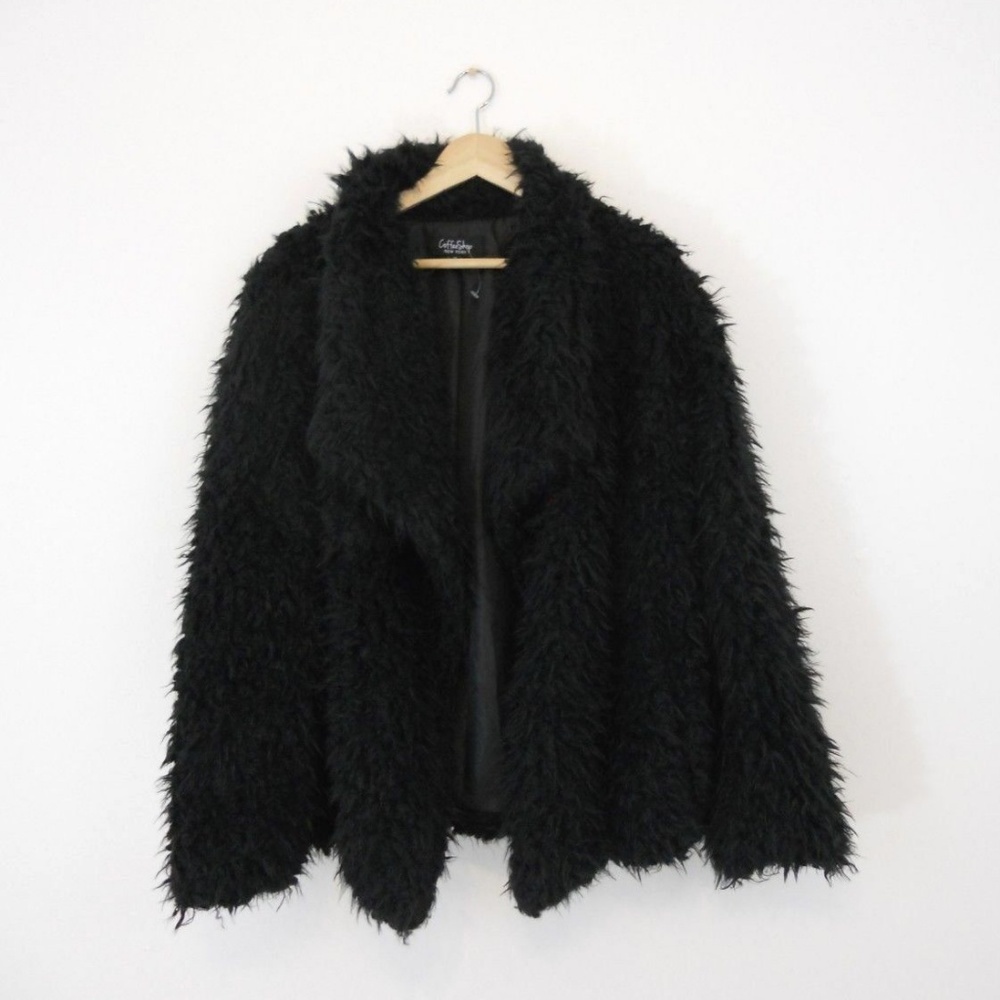 CoffeeShop Faux Fur Open Jacket Black Size XL